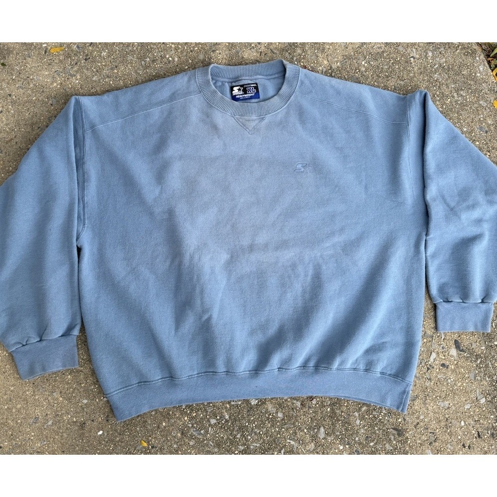 Starter Pro 80 Heavyweight Sweatshirt Mens XL Blue Crewneck Vintage Style Boxy